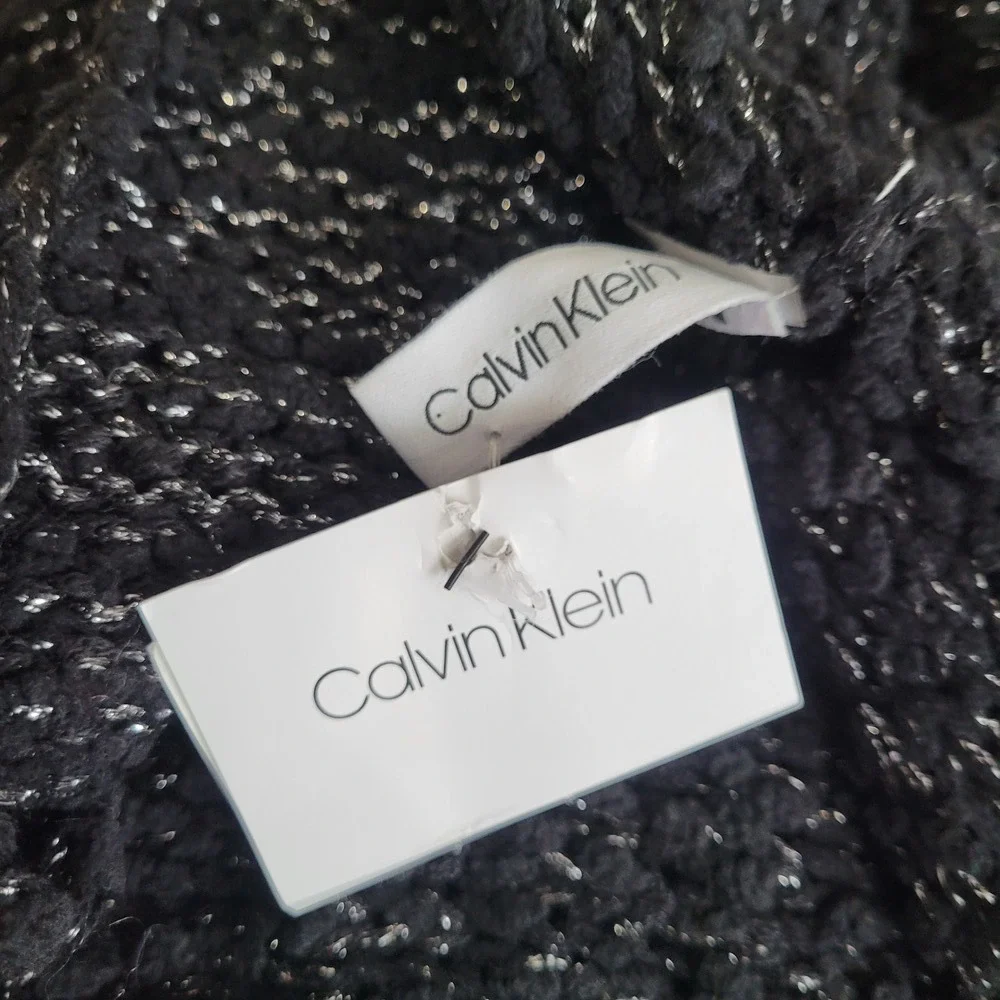 NWT Calvin Klein Black Metallic Infinity Scarf